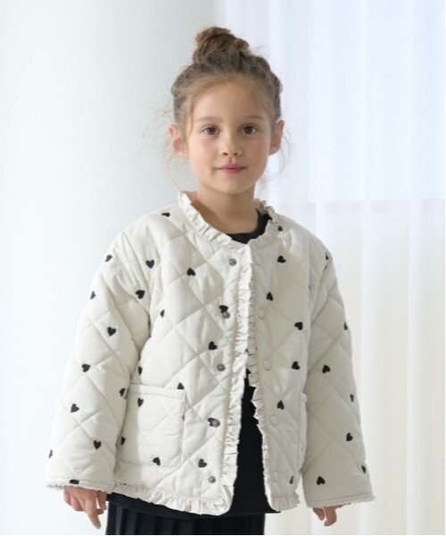ブルゾン アウター ノーカラーハート刺しゅうブルゾン キッズ 子供服 女の子 | ブランド登録なし | 03