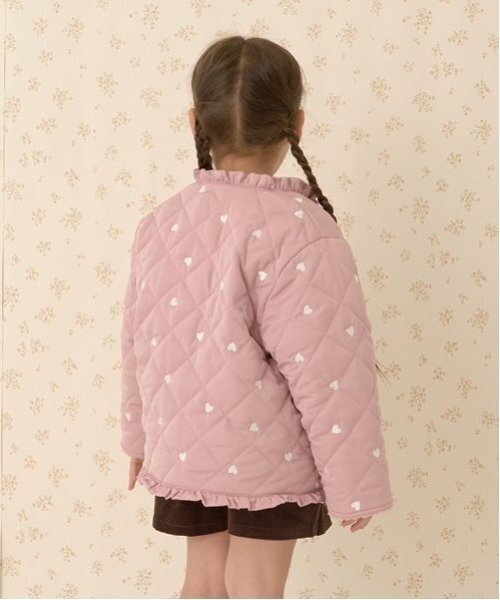 ブルゾン アウター ノーカラーハート刺しゅうブルゾン キッズ 子供服 女の子 | ブランド登録なし | 18