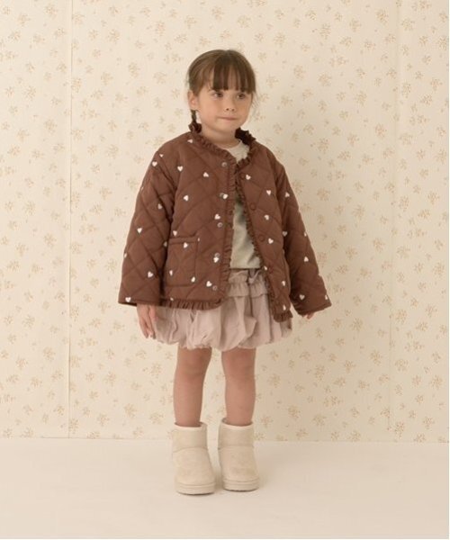 ブルゾン アウター ノーカラーハート刺しゅうブルゾン キッズ 子供服 女の子 | ブランド登録なし | 19
