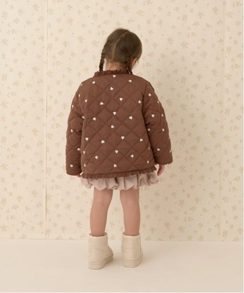 ブルゾン アウター ノーカラーハート刺しゅうブルゾン キッズ 子供服 女の子 | ブランド登録なし | 20