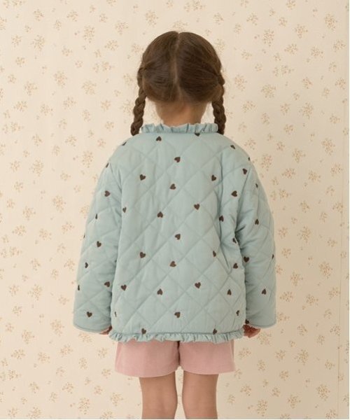 ブルゾン アウター ノーカラーハート刺しゅうブルゾン キッズ 子供服 女の子 | ブランド登録なし | 22