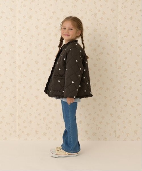 ブルゾン アウター ノーカラーハート刺しゅうブルゾン キッズ 子供服 女の子 | ブランド登録なし | 23