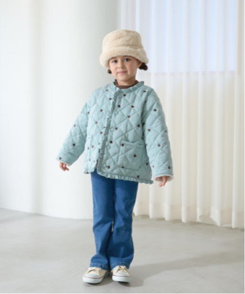 ブルゾン アウター ノーカラーハート刺しゅうブルゾン キッズ 子供服 女の子 | ブランド登録なし | 25