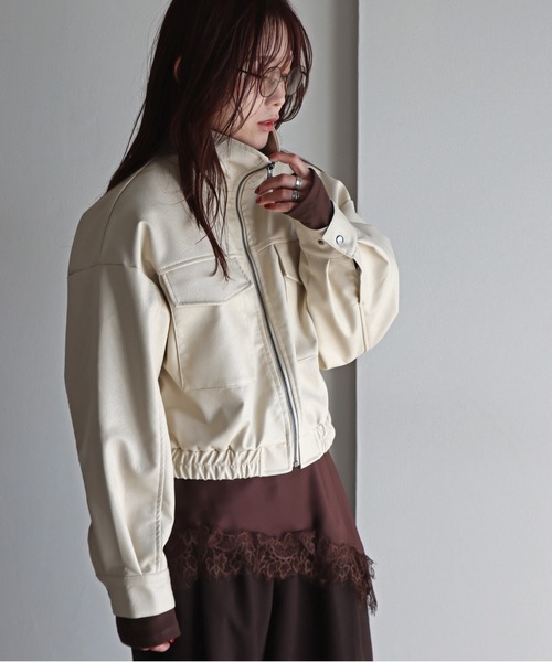 ブルゾン アウター ヴィンテージPUレザージャケット レディース