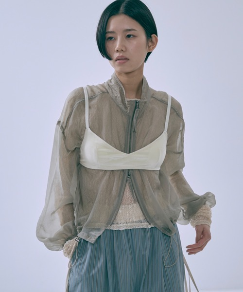 のんの　ミルポア　アウター EN NEUME ブルゾン アウター Double Zip Sheer Blouson