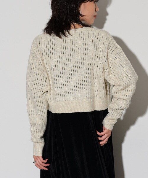GALLEST / ギャレスト スパンコールジップカーディガン INDIVI GALLEST カーディガン スパンコールジップカーディガン