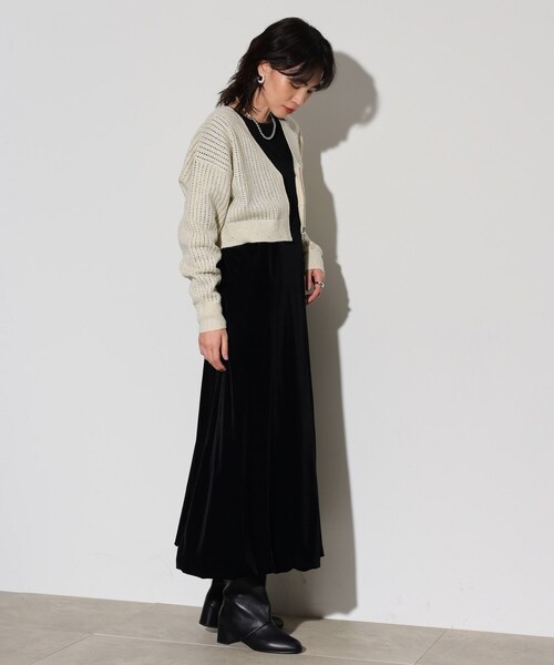 INDIVI GALLEST カーディガン スパンコールジップカーディガン