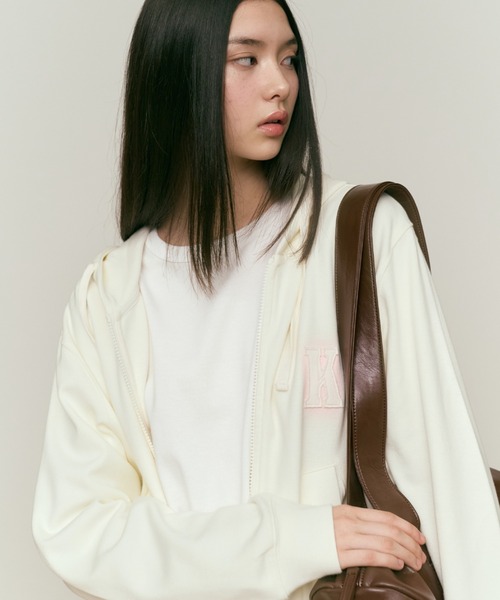 パーカー KIRSH WORDING APPLIQUE HOODIE ZIP UP　ワーディング アップリケ ジップアップパーカー レディース