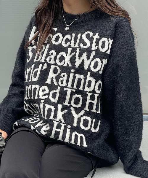 Roger&Raw ニット セーター 英字シャギーニット レディース : ZOZOTOWN  