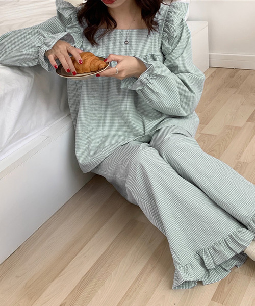 DAY CLOSET パジャマ ルームウェア レディース 長袖レトロガーリッシュ