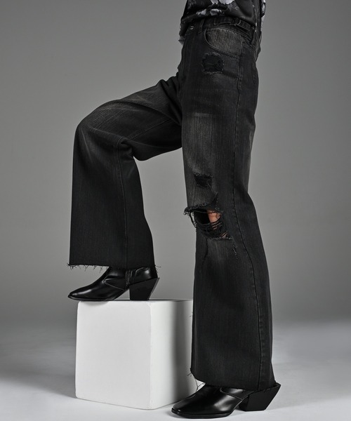 ADRER ジーンズ vintage side belt flare denim slacks