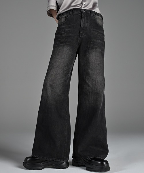 ADRER ジーンズ vintage side belt flare denim slacks メンズ