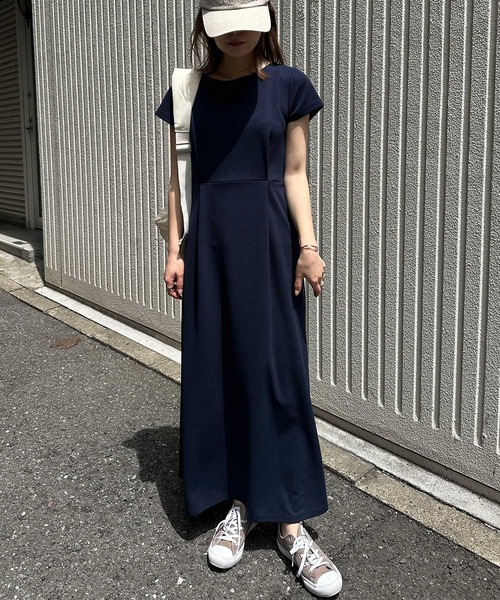 RANAN（ラナン） ワンピース 華奢見え！タックフレアロングワンピース