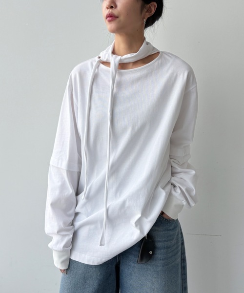 tシャツ スカーフ2wayピグメントトップス レディース : ZOZOTOWN Yahoo