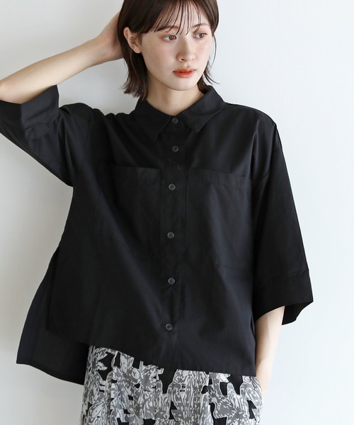 shetila ブラウス シャツ ワイドスリーブ クロップド 半袖
