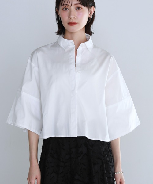 ブラウス シャツ LINEN100クロップドシャツ レディース ブラウス シャツ ベーシックカラークロップドシャツ レディース
