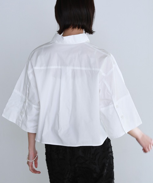 shetila ブラウス シャツ ワイドスリーブ クロップド 半袖