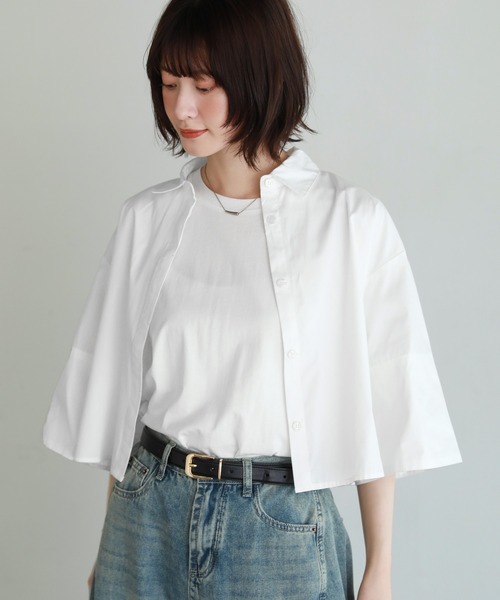 H BEAUTY&YOUTH2.5万未使用タグ付レーヨンワイドスリーブブラウス セール】【WEB限定】by ドットフレアスリーブブラウス
