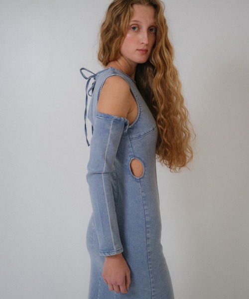 【HoneyMiHoney】dotvoileribbonlongonepiece HONEY MI HONEY（ハニーミーハニー） ワンピース denim long one-piece