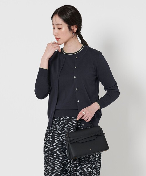 【美品】ユナイテッドアローズ コットンシルク 18G クルーネック カーディガン UNITED ARROWS カーディガン コットンシルク 18G クルーネック