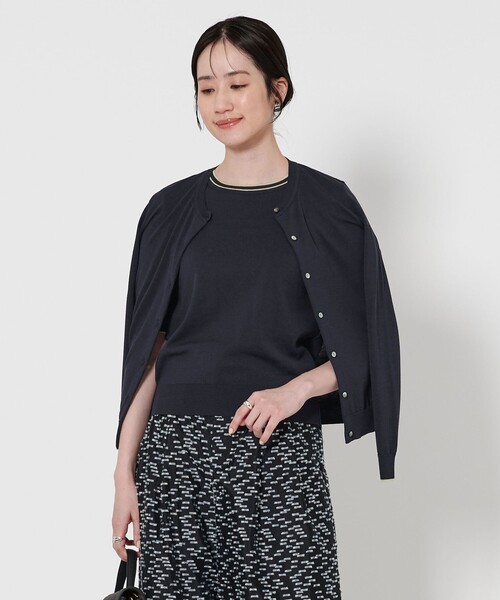 UNITED ARROWS カーディガン コットンシルク 18G クルーネック