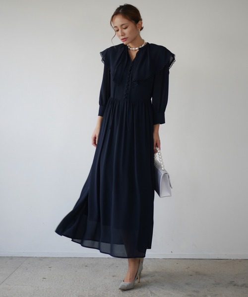 【新品未使用】My shawtyオケージョンドレス My shawty（マイシャウティー） ドレス big collar chiffon dress