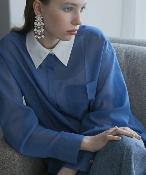 LE CIEL BLEU ブラウス シャツ ボイルフロントプレスシャツ / Voile 