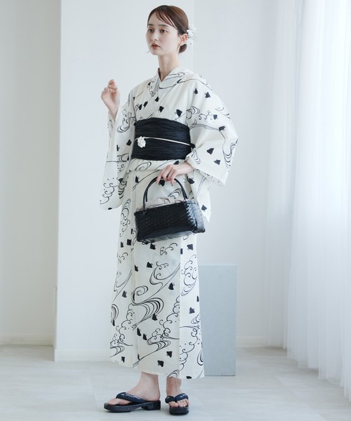 Utatane オリジナル 国内染色 浴衣・帯・下駄3点セット 浴衣3点セット（浴衣/帯/下駄） utatane フリーサイズ（身長155