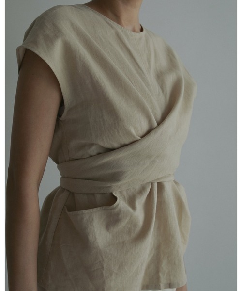 anuke Linen Cachecoeur Tops ホワイト ànuke online store（アンヌーク） / Linen Cachecoeur
