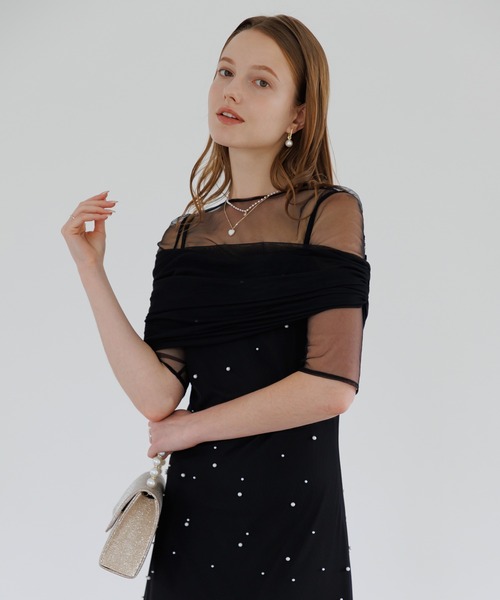 【leja】 】2WAYチュールトップスパールAラインドレスワンピース2点セット レジャ Leja 2WAYチュールトップスパールAラインドレスワンピース2点