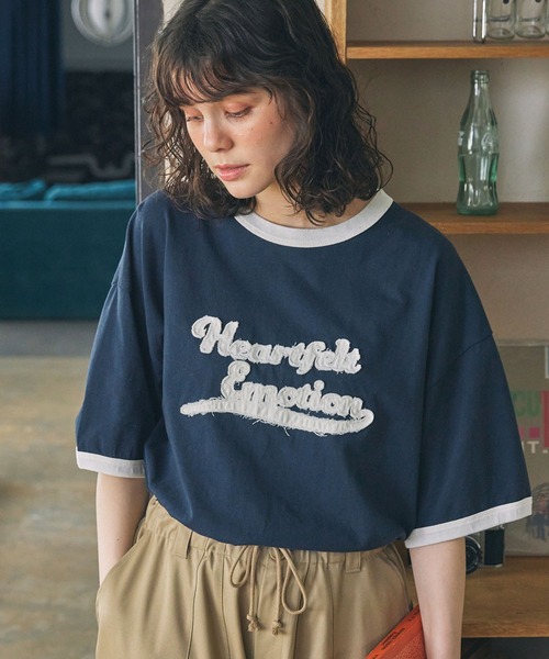 「Curensology」 半袖Tシャツ FREE モカ レディース アンドカワイイ And Kawaii 半袖Tシャツ ロゴプリント ショート