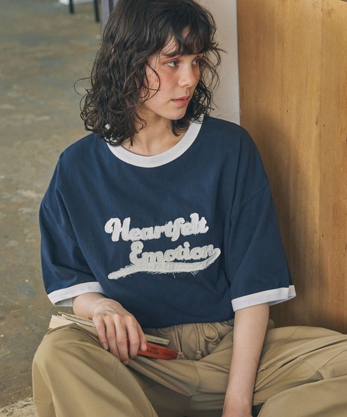 tシャツ 「portulaca」お魚リンガーTシャツ レディース AMBIDEX Store ○smile tiger リンガーTシャツ(F シロ): CHILD WOMAN