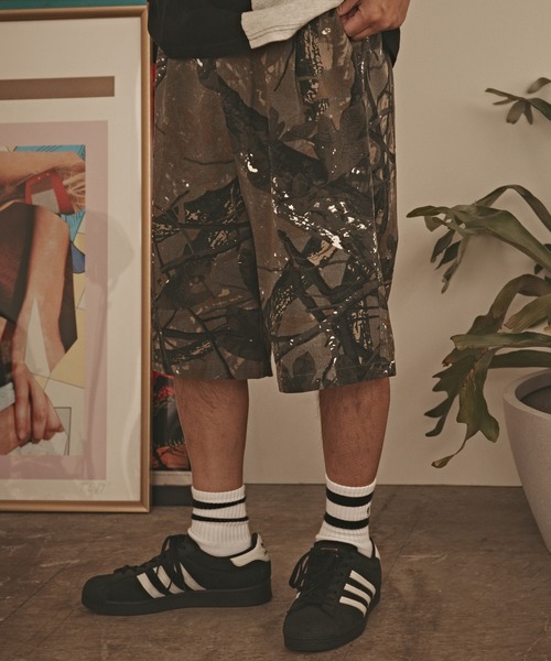 ALL RUNS パンツ リアルツリーカモ柄 ワイドハーフパンツ メンズ