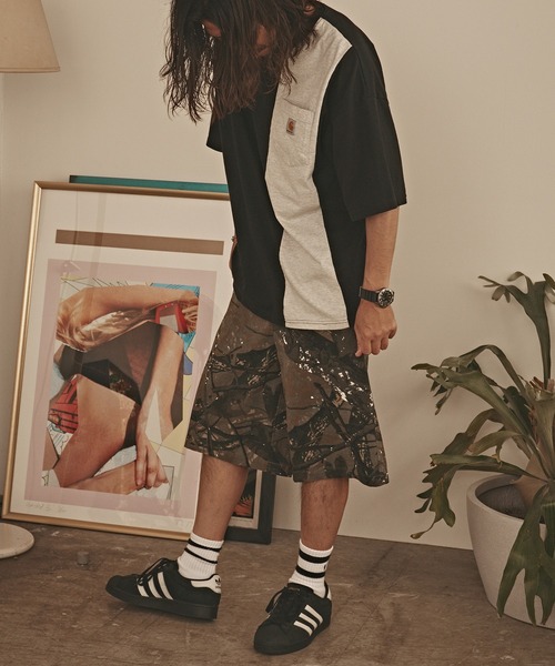 ALL RUNS パンツ リアルツリーカモ柄 ワイドハーフパンツ メンズ