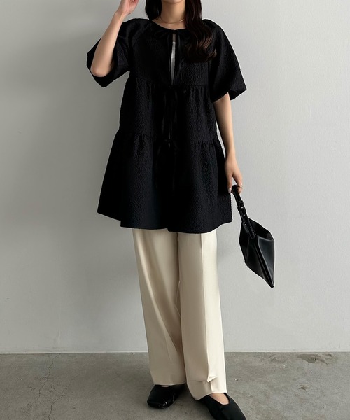 「callautia」 半袖チュニック MEDIUM ホワイト レディース