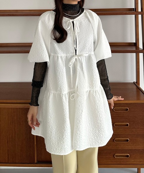 「callautia」 半袖チュニック MEDIUM ホワイト レディース