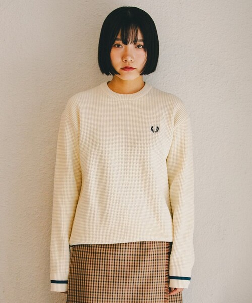 ★新品★ SHIPS別注フレッドペリーシングル ティップ ワッフル ニット L FRED PERRY（フレッドペリー） トレーナー スウェット 「SHIPS別注