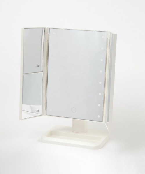 LAKOLE（ラコレ） コンパクトミラー LED三面スタンドミラー / 497470