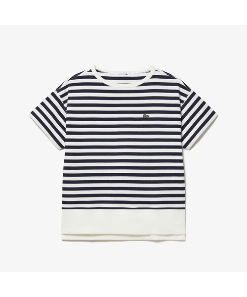 「LACOSTE」 半袖Tシャツ 38 ネイビー レディース