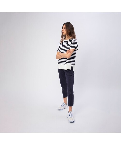「LACOSTE」 半袖Tシャツ 38 ネイビー レディース