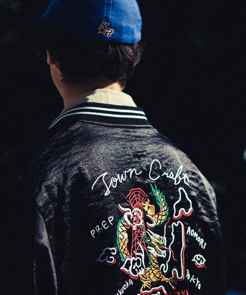 「TOWNCRAFT」 スタジャン MEDIUM ブラック メンズ_画像3