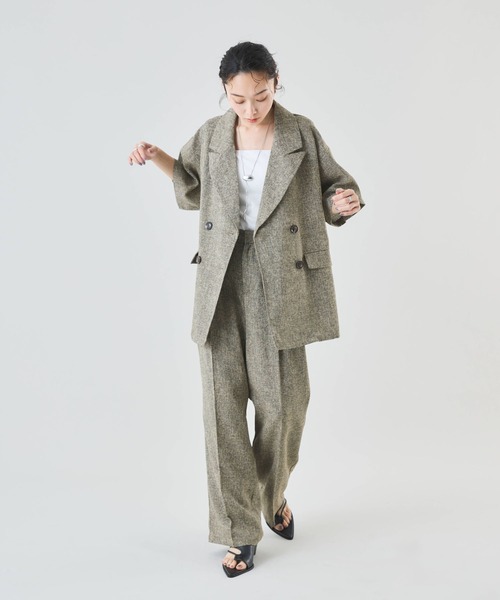 Muscat ワイドパンツ パンツ 「セットアップ可」サマーツイードタック