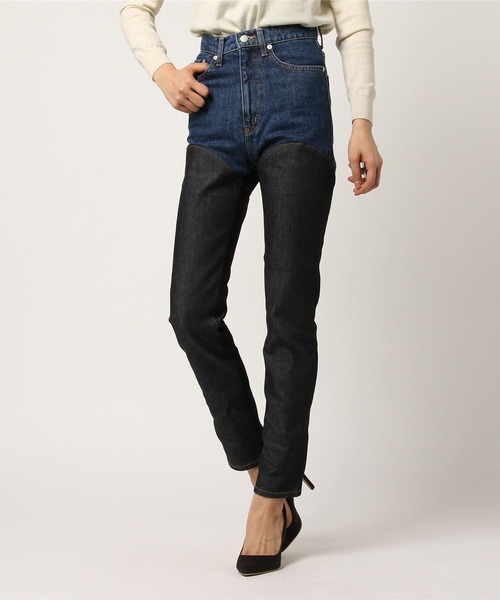 「JOHN LAWRENCE SULLIVAN」 加工スキニーデニムパンツ MEDIUM ブラック レディース