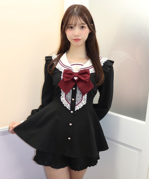 レースセーラーセットアップ クロ Secret Honey シークレットハニー Secret Honey レースセーラーセットアップ