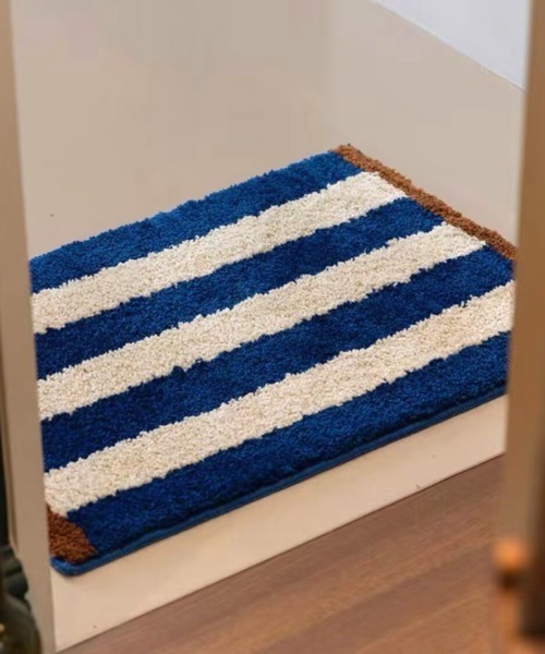 RILY Rag Mat ラグマット　青 ラグ ラグマット 北欧 MODERN ART BATH MAT : ZOZOTOWN Yahoo!店