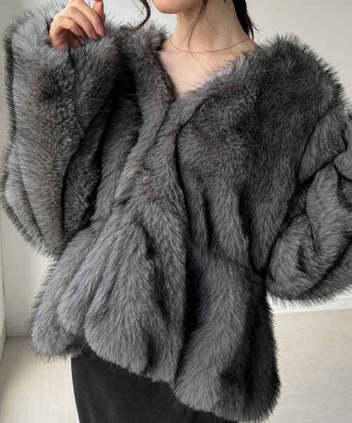 nalm. ファーコート グレー 完売品 新品未使用 ミンクライクフェイクファーボリュームコート ／ mink-like fake fur