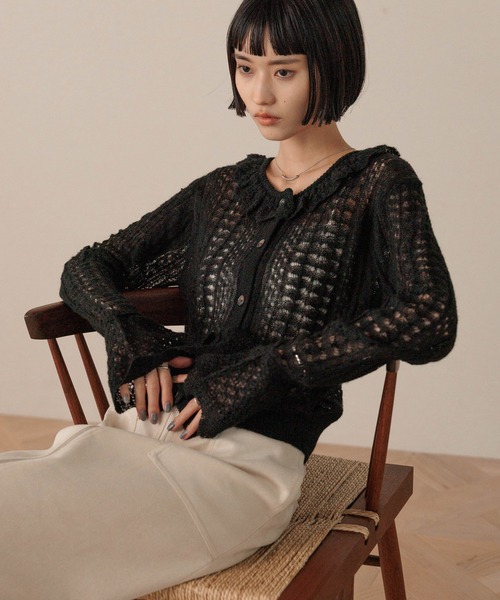 LOWRYS FARM（ローリーズファーム） カーディガン レーシーフリル