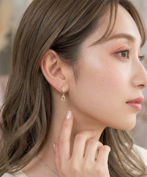 ミッシェル ピアス トップ VIBGYOR ピアス 「IZU」 上品パヴェキュービックジルコニアドロップ