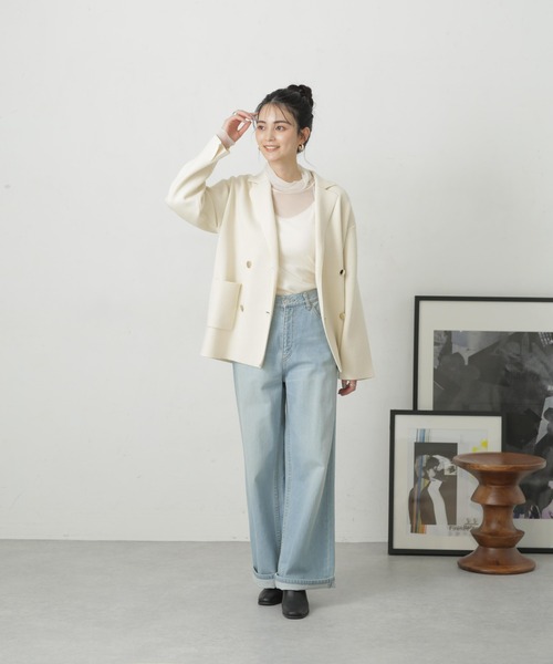 「NANO universe」 テーラードジャケット FREE ブルー レディース_画像9