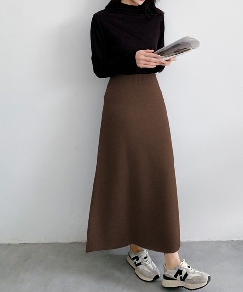 LOWO スカート メルトン風 Aライン ロングスカート 冬 秋冬 レディース